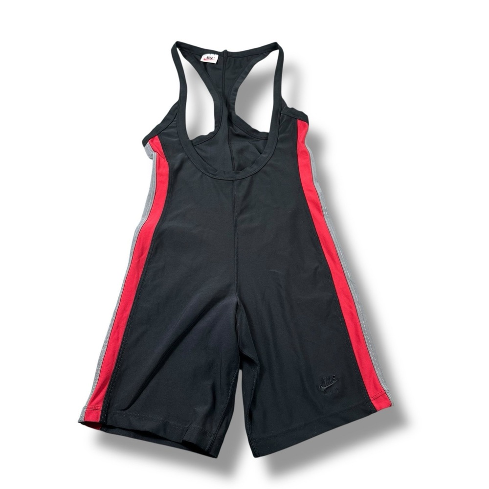 Vintage 90s Nike Wrestling Singlet Black/Red/Gray Youth Sz Large 12-14 EUC Rare